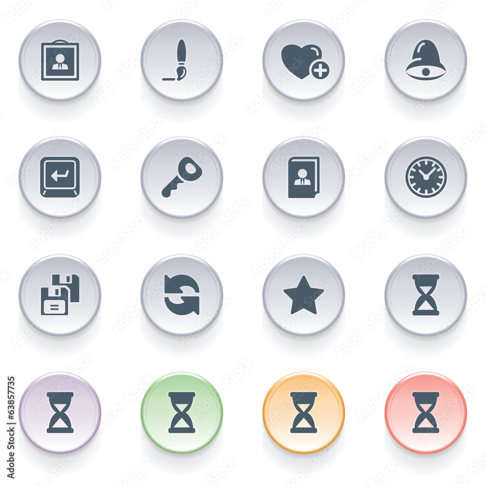 Icons for web on color buttons.