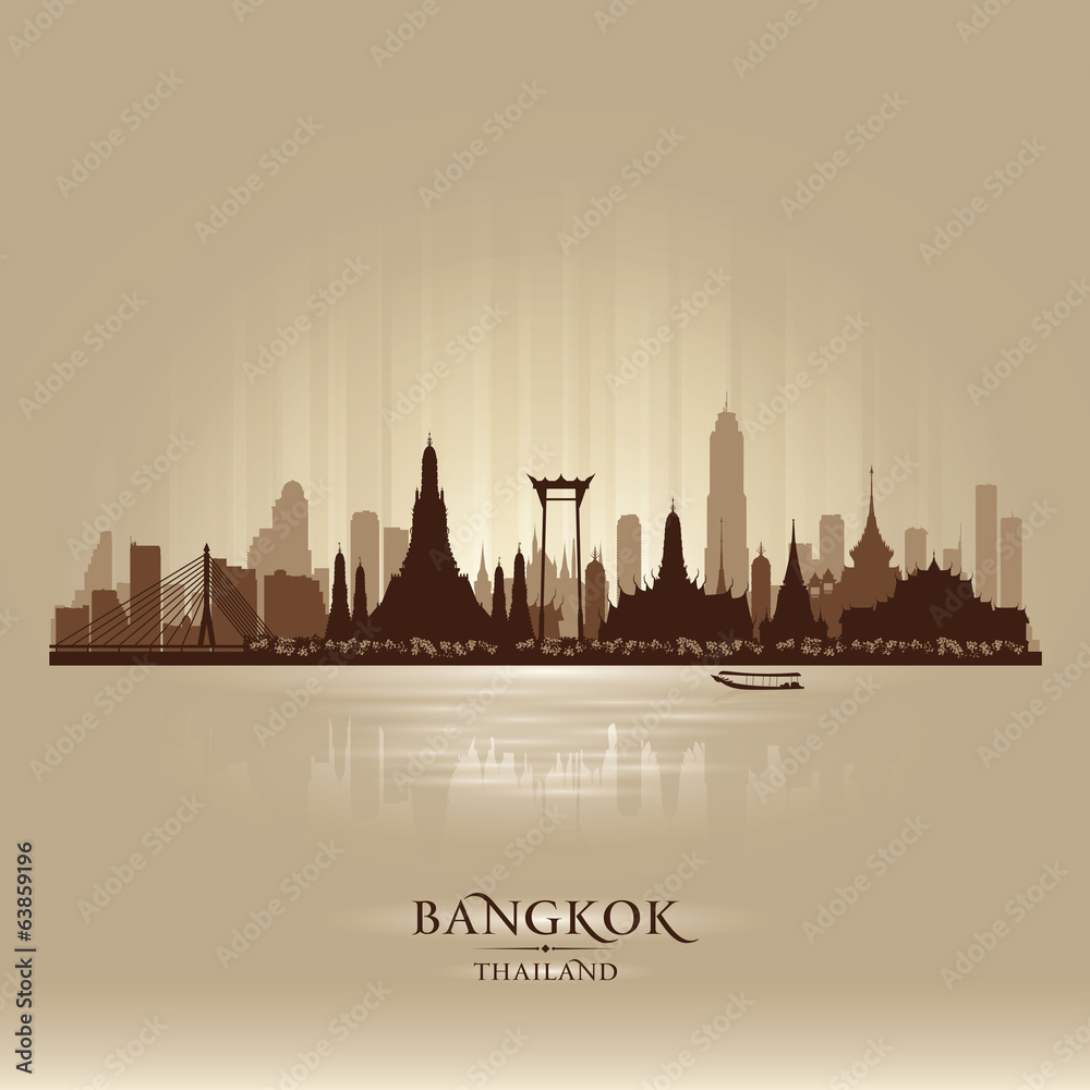 Fototapeta premium Sylwetka wektor panoramę miasta Bangkok Tajlandia
