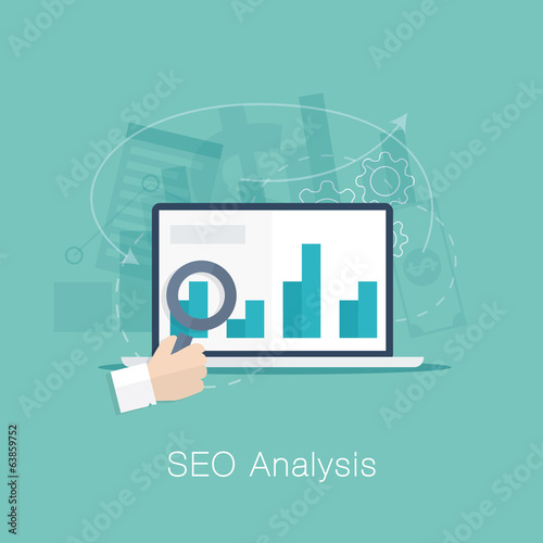SEO analysis process vector concept with cool flat colors