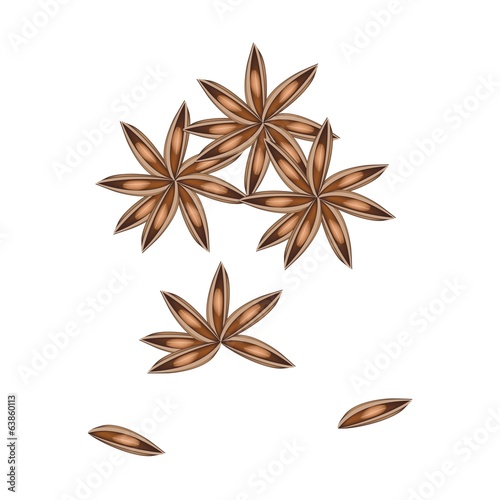 Stack of Dried Star Anise on White Background
