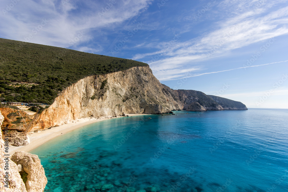 beautiful beach in a greek island - obrazy, fototapety, plakaty 