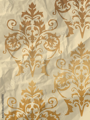 Wallpaper pattern on crumpled paper texture 5