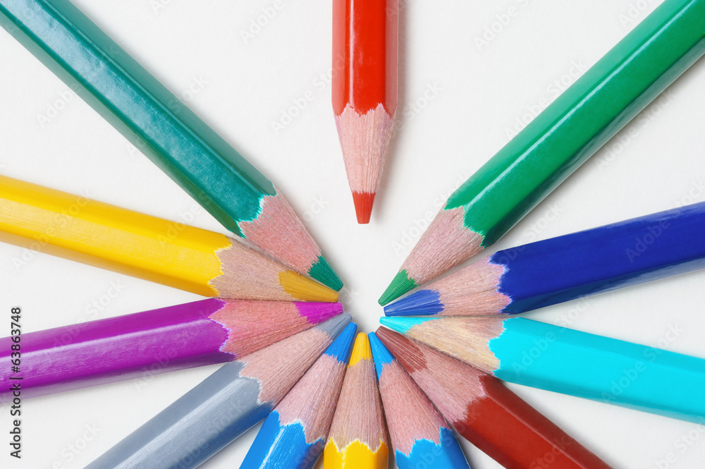 Group of color pencils on light background Group of color pencils on light background