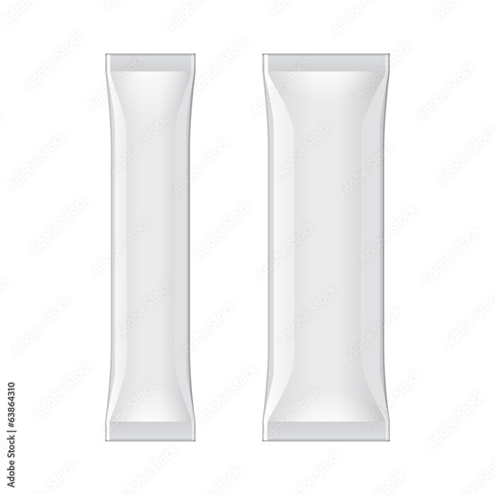 Two White Blank Foil Packaging Coffee, Salt, Pepper