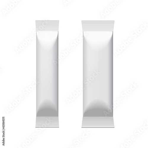 Two White Blank Foil Packaging Coffee, Salt, Pepper Or Spices