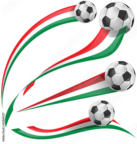 italian flag set with soccer ball