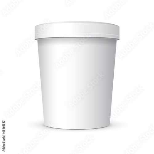 White Food Plastic Tub Bucket Container For Dessert