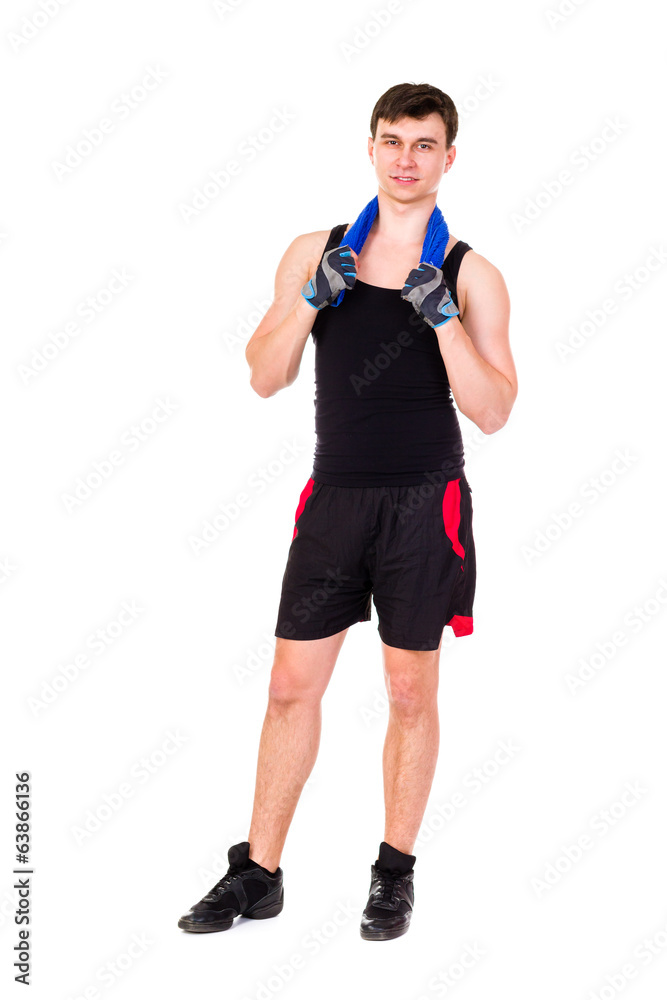 attractive fitness man in sportswear isolated on white attractive fitness man in sportswear isolated on white