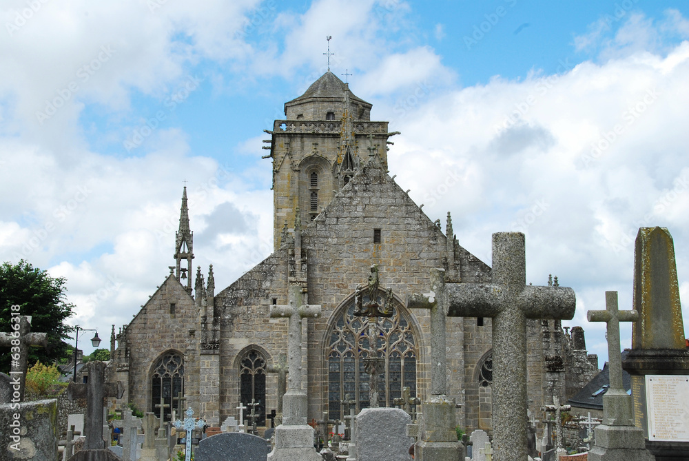 Cemetery and Saint-Ronan church in Locronan, Brittany, France