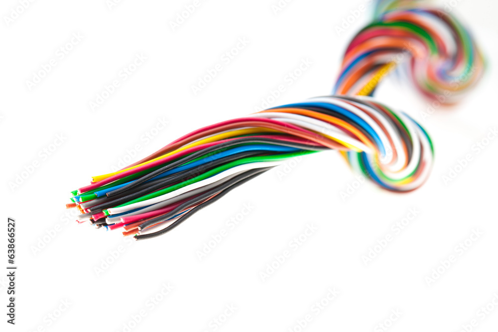 muti-color electronic wire on white background muti-color electronic wire on white background