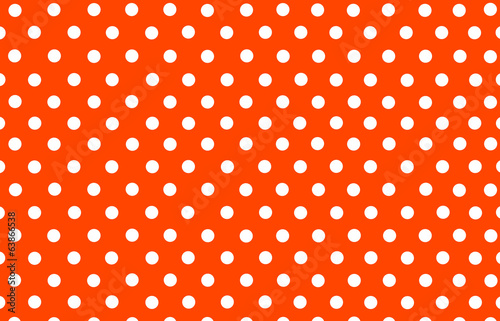 the white polka dot with orange red background
