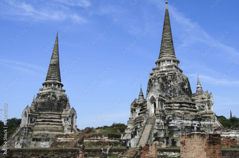 Ancient pagoda at Wat Phra Si Sanphet in Ayutthaya, Thailand