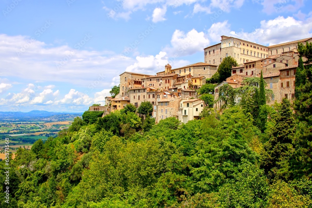 View over the old hill town of Todi, Umbria, Italy