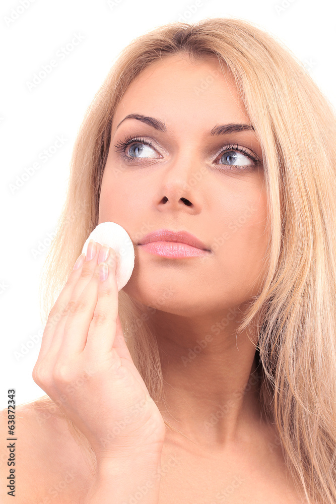 Beautiful young woman with a cotton pad Beautiful young woman with a cotton pad