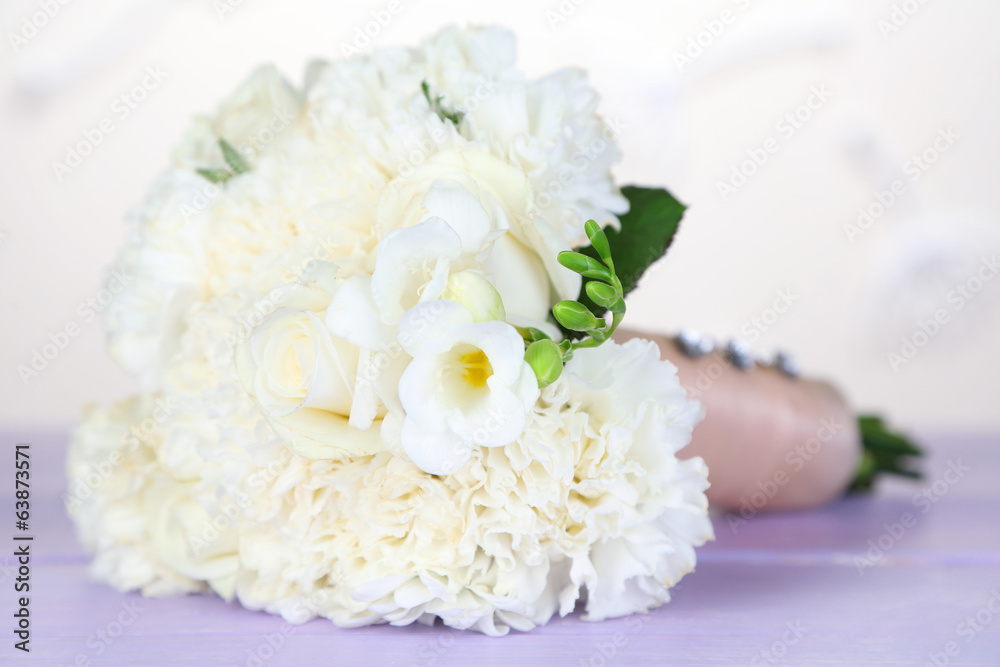 Beautiful wedding bouquet on light background Beautiful wedding bouquet on light background
