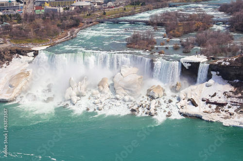 A high angle view of the American Falls  Niagara Falls 