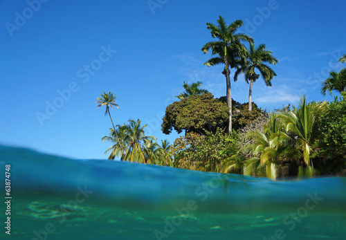 Exotic coast from water surface