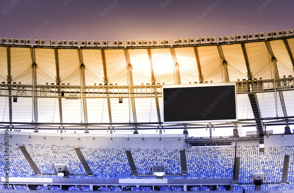 Fototapeta premium Empty stadium with electronic billboard