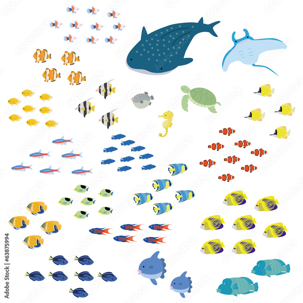 Naklejka premium 熱帯魚 アイコンセット