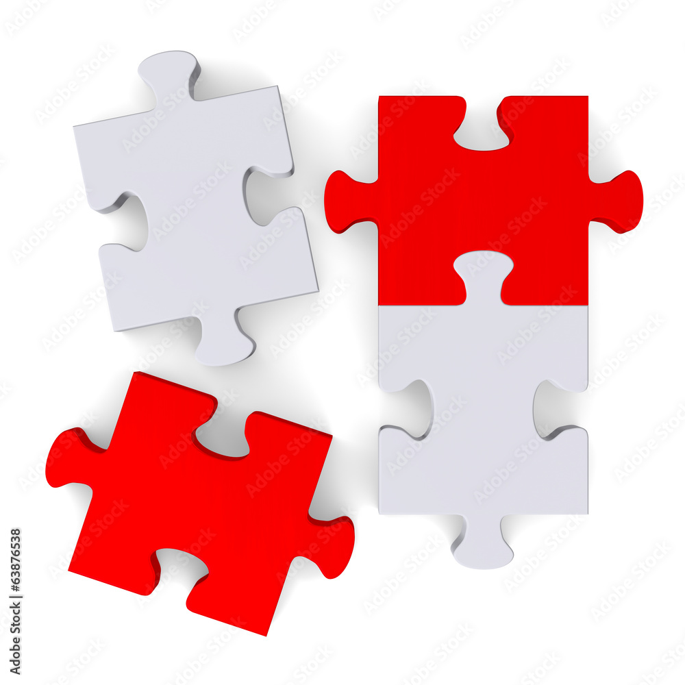 3d puzzle with missing pieces on white, top view 3d puzzle with missing pieces on white, top view