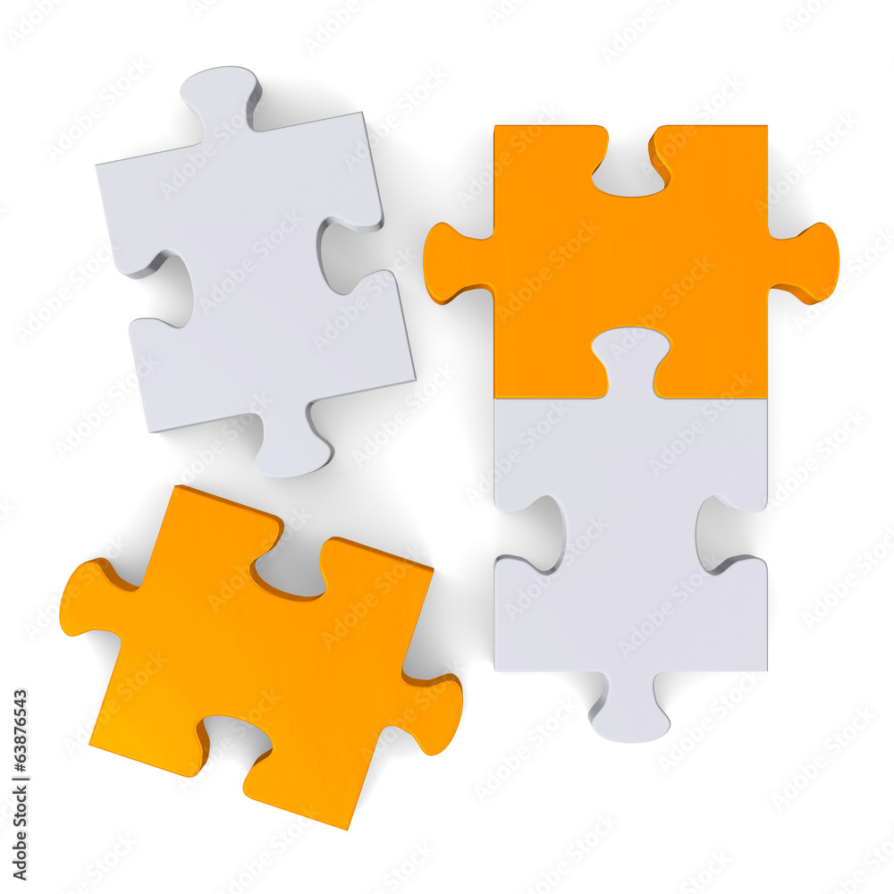 3d puzzle with missing pieces on white, top view 3d puzzle with missing pieces on white, top view