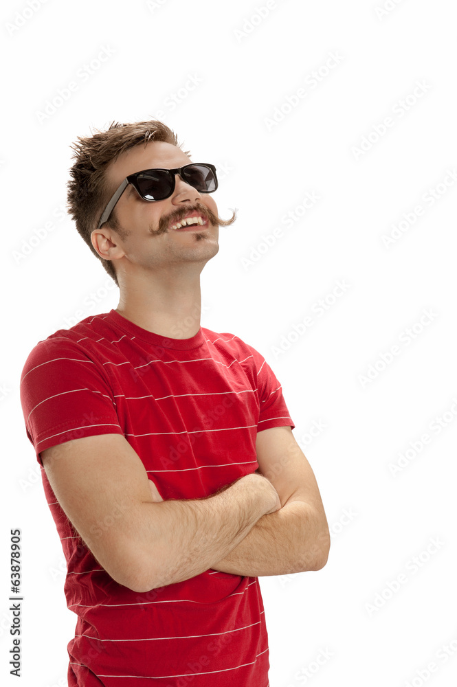 Handsome young man with crossed arms, standing and smiling, isol Handsome young man with crossed arms, standing and smiling, isol