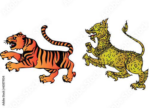 Tiger and lion in literary of Thailand