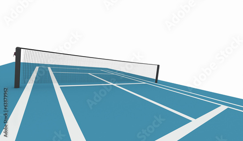 Blue tennis court isolated on white