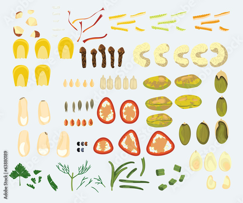 Set of 23 spices and nuts