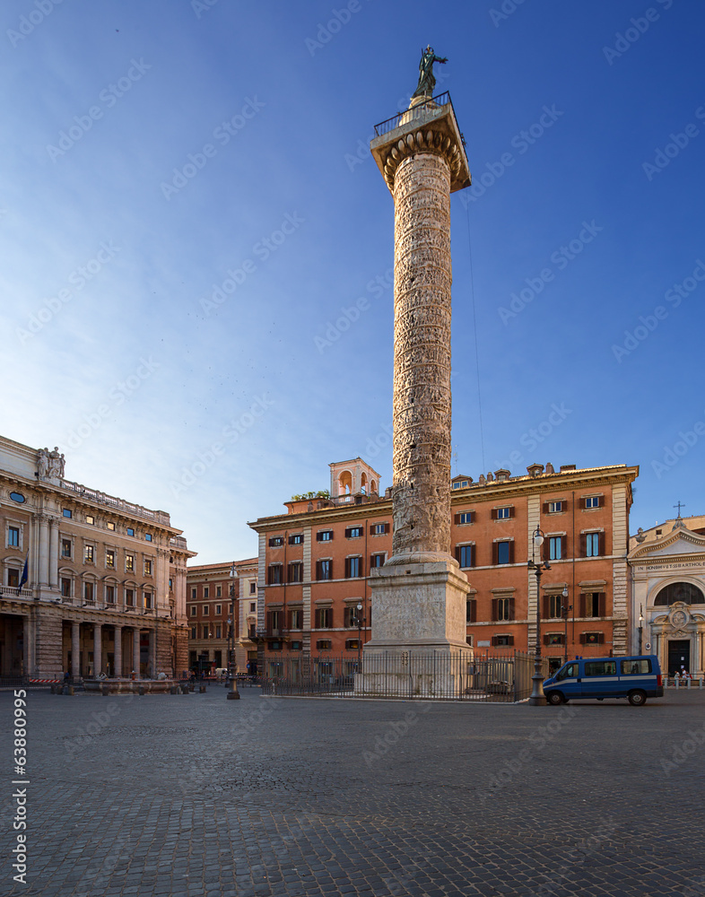 Piazza Colonna with column of Marcus Aurelius. Rome. Italy.
