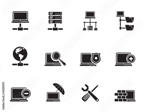 Silhouette Network, Server and Hosting icons