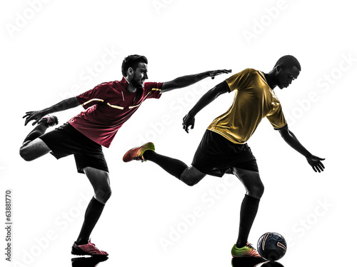 two men soccer player  standing silhouette © snaptitude