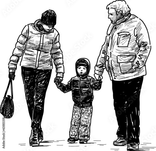 kid, mother and grandfather