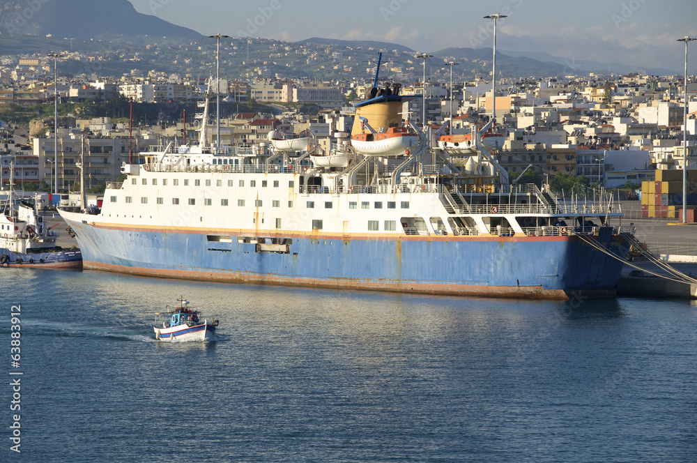Old Cruise Ship in the harbor of Iraklio on Crete