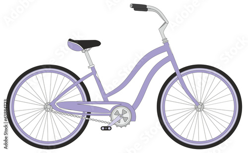 Retro woman sport bicycle on a white background, vector