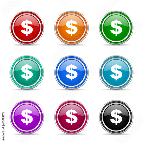 us dollar icon vector set