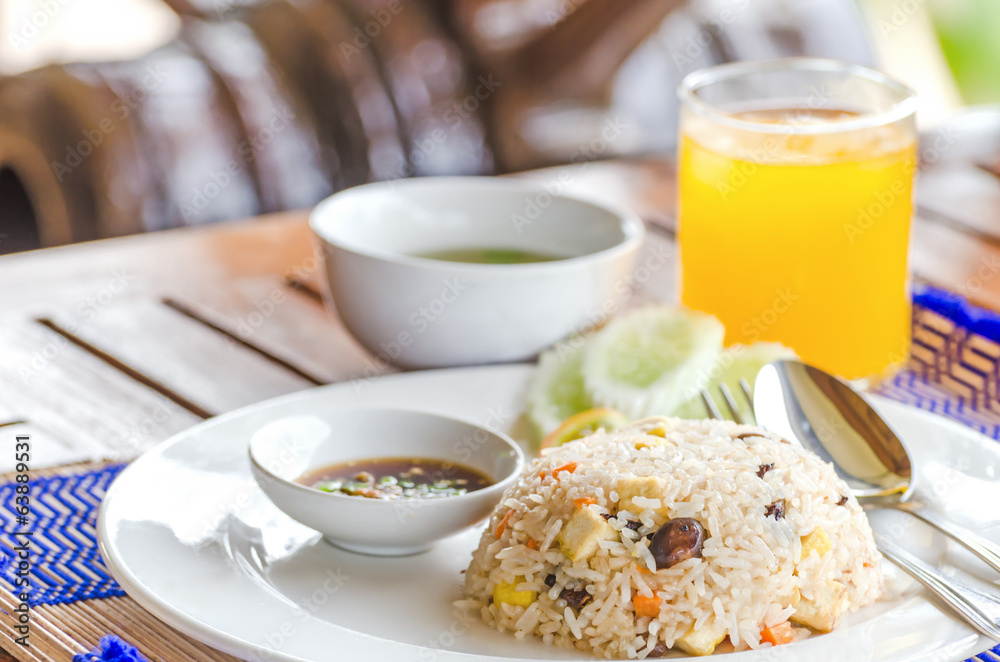 Fried rice with orange juice Fried rice with orange juice