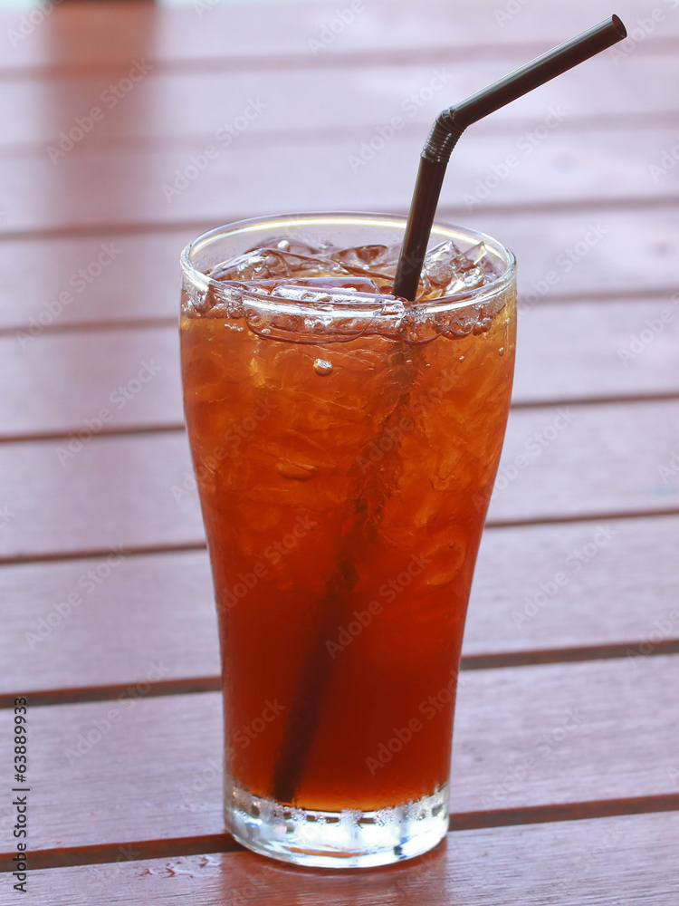 glass of iced lemon tea glass of iced lemon tea