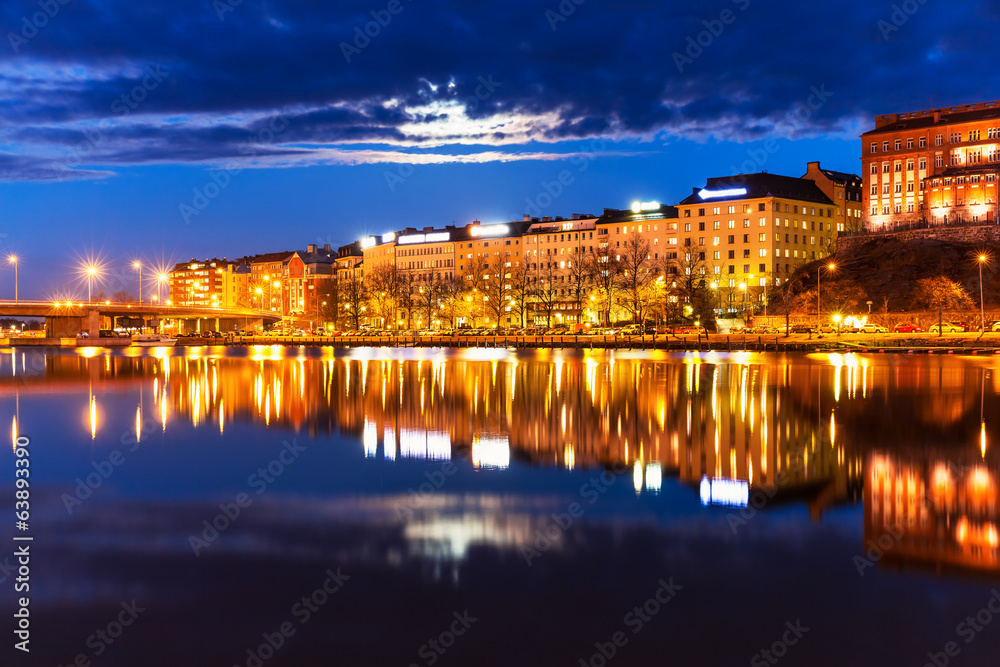 Fototapeta premium Night scenery of Helsinki, Finland