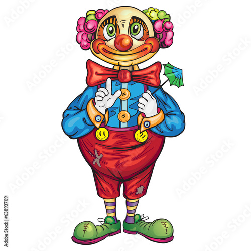 Funny cartoon clown on a white background