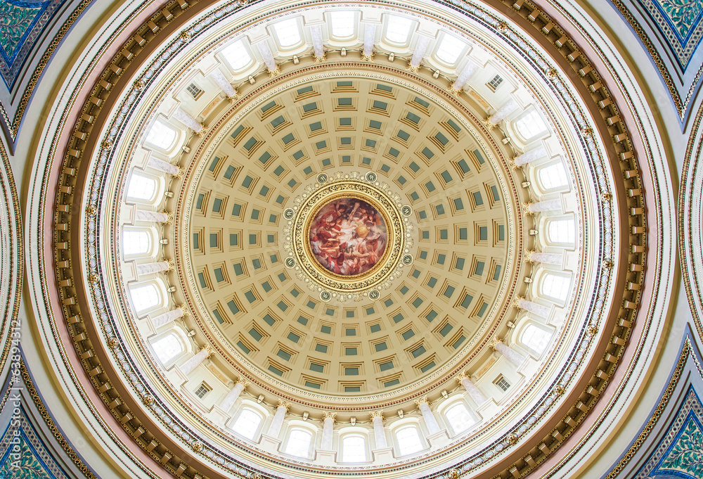 Interior of the dome of the Wisconsin State Capitol building in