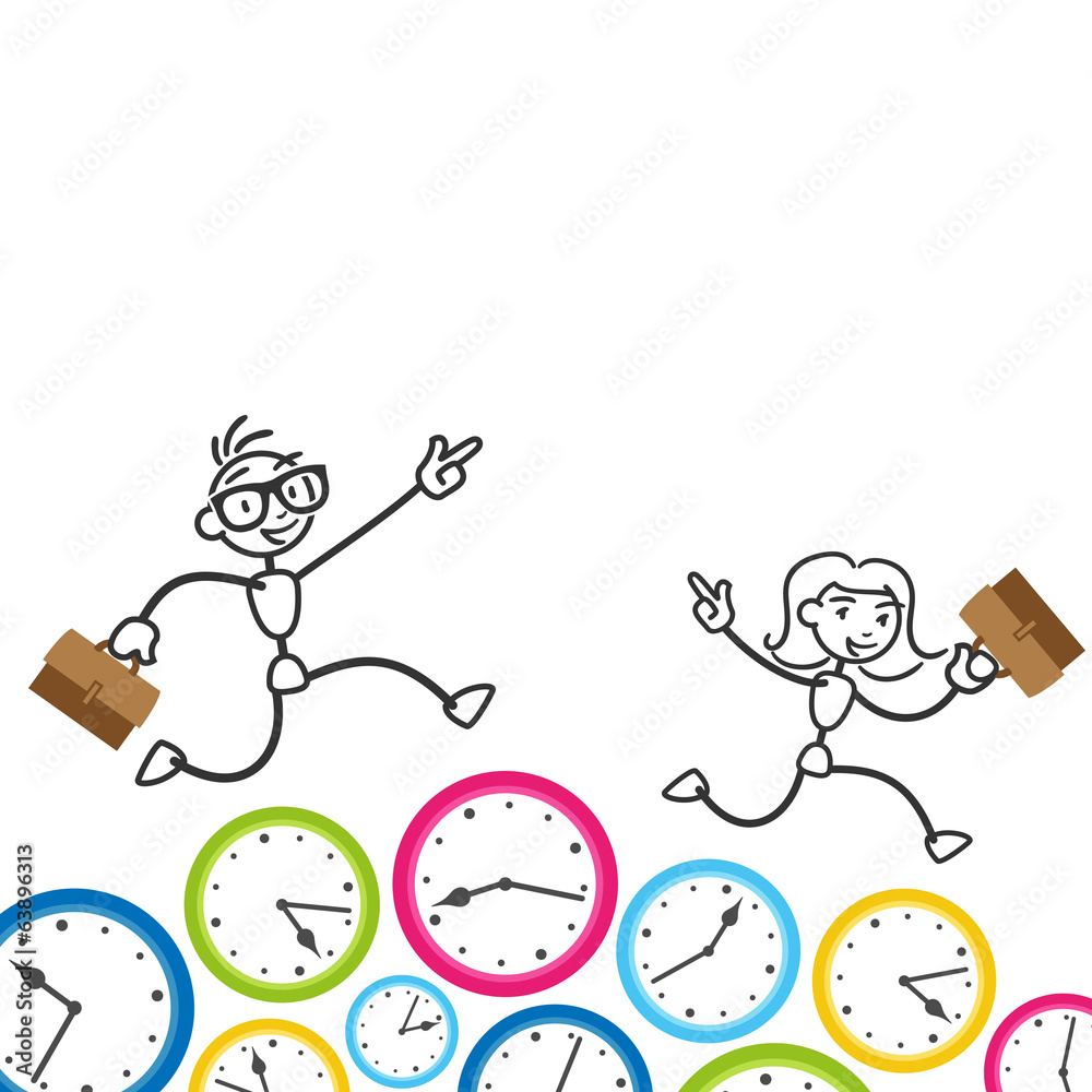 Strichmännchen, Zeit, Zeitmanagement, Workaholic, Business Strichmännchen, Zeit, Zeitmanagement, Workaholic, Business