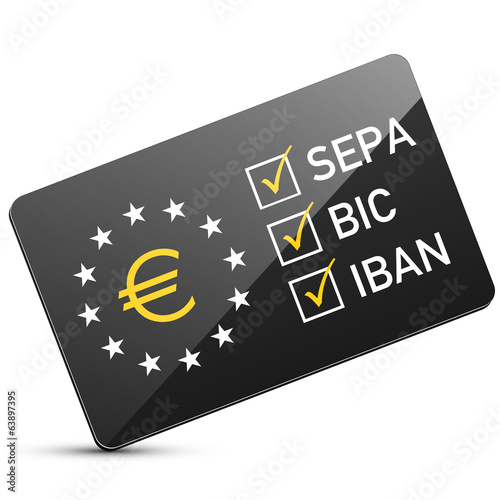 Schwarze glänzende SEPA Karte