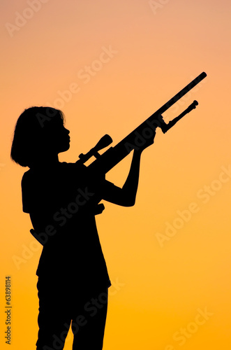 Sniper girl,silhouette