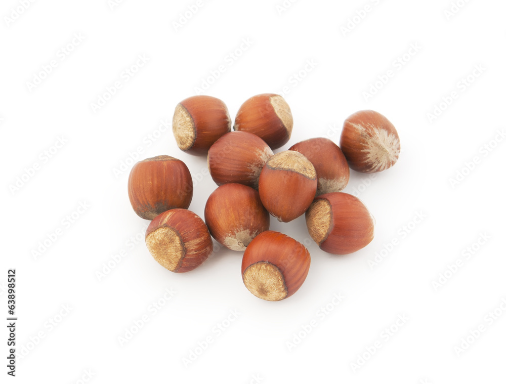 Hazelnuts on white Hazelnuts on white