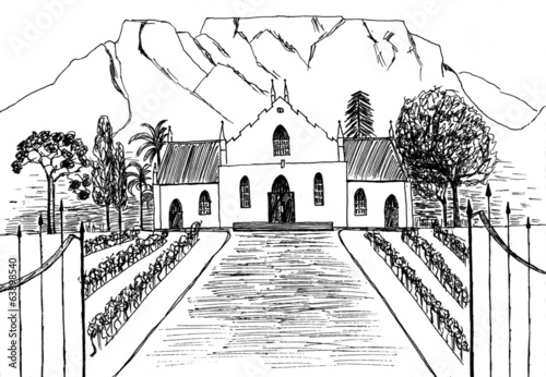 Vineyard in colonial style drawing