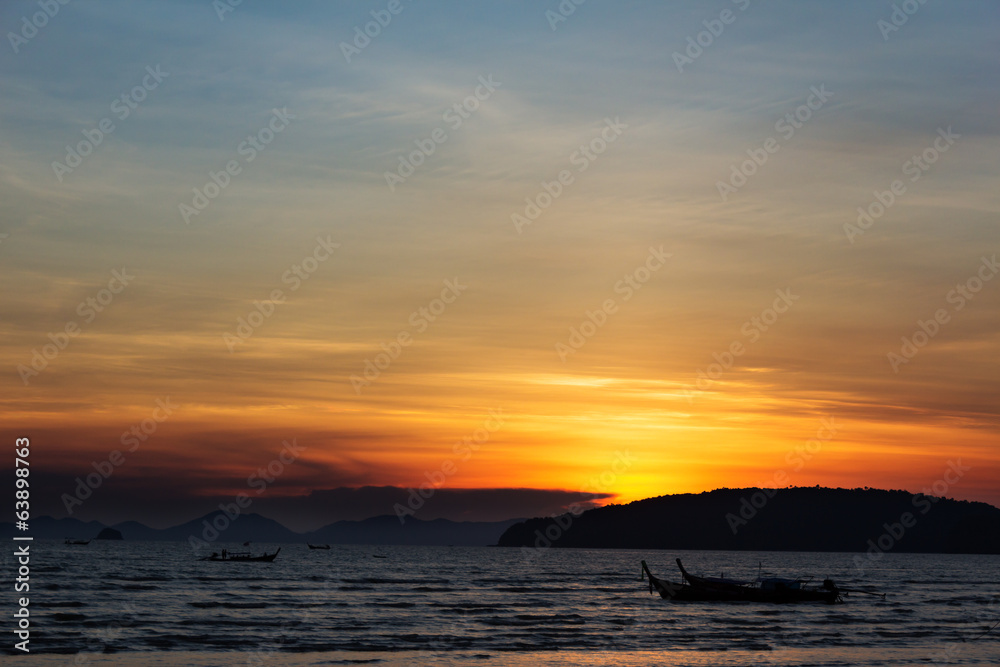 Sunset in Andaman sea, Krabi, Thailand