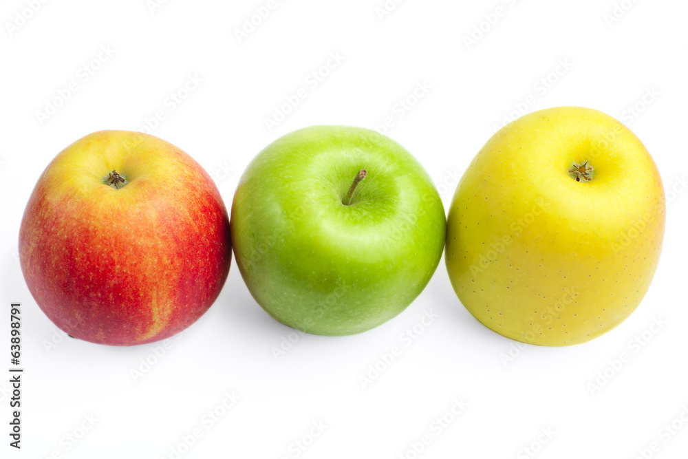 Fresh ripe apples on a white background Fresh ripe apples on a white background