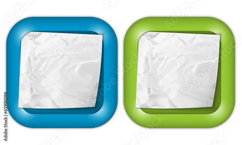 set of two icons with crumpled blank paper