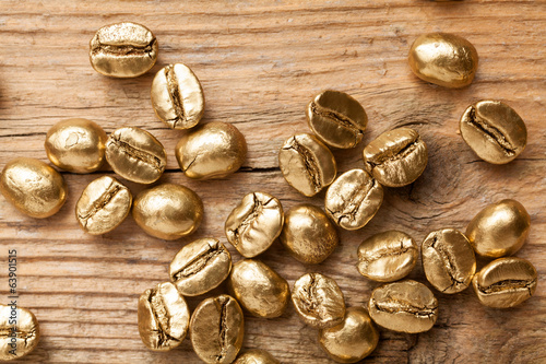 Golden beans of coffee